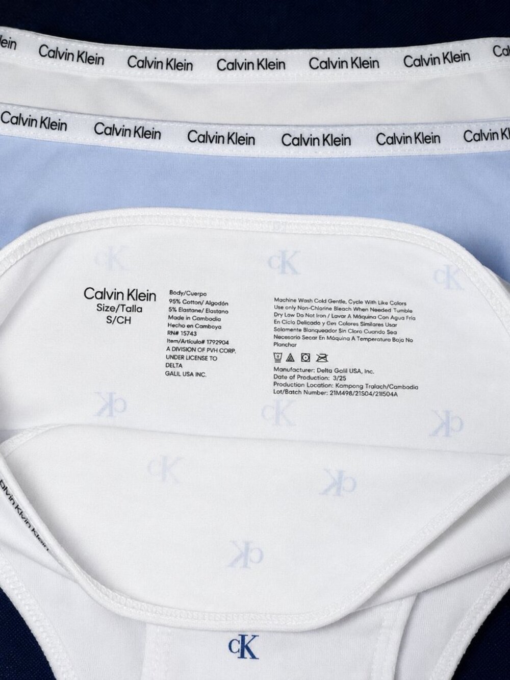 Calvin Klein Girls Underwear 5-Pack Size S (7/8) Blue White Gray Bikini Panties - Picture 2 of 5
